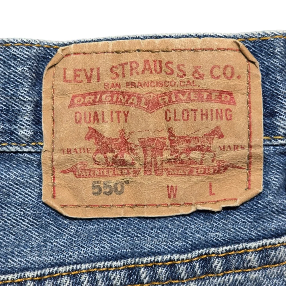 Baggy Distressed Skater Relaxed Fit 550 Denim Jeans Mens 45x29 Blue Levis